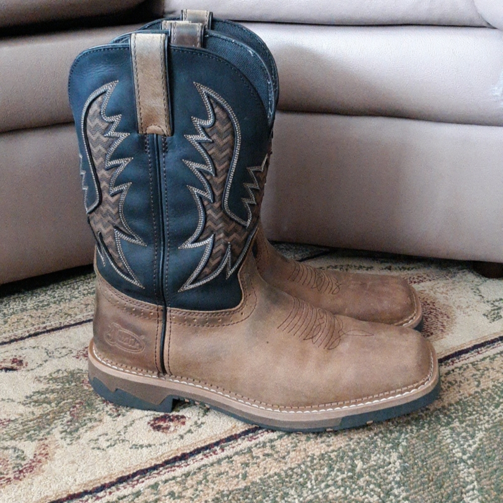 Justin Bolt Pecan Water Buffalo Style #SE4112 11" Mens Square Soft Toe Boots